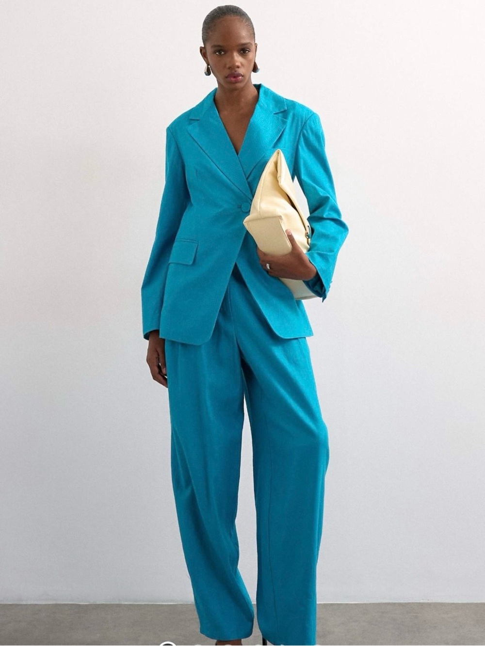 Topshop Bright Teal Wide-Leg Suit Pants